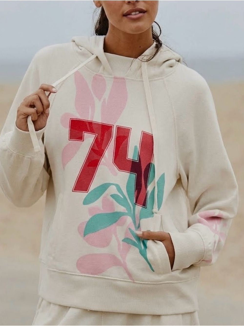 Anthropologie Daily Practice Hoodie Slim Fit Graphic Sweatshirt Athleisure XS